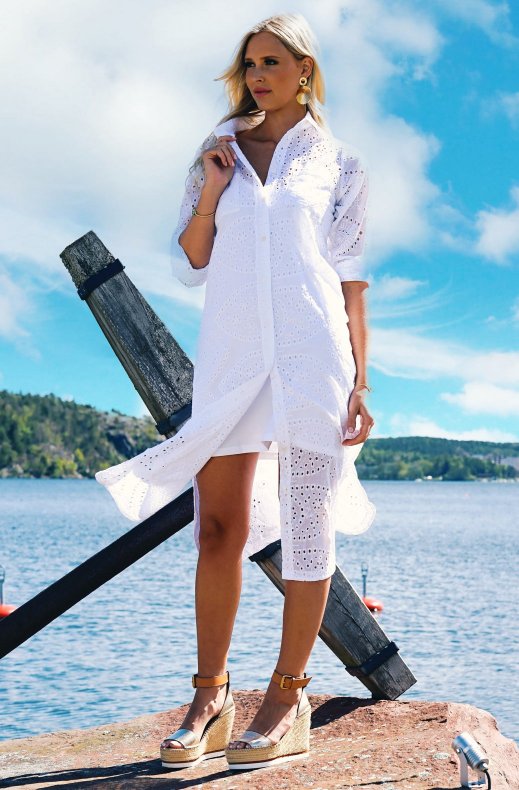 Palma Shirt Dress Anglaise - White