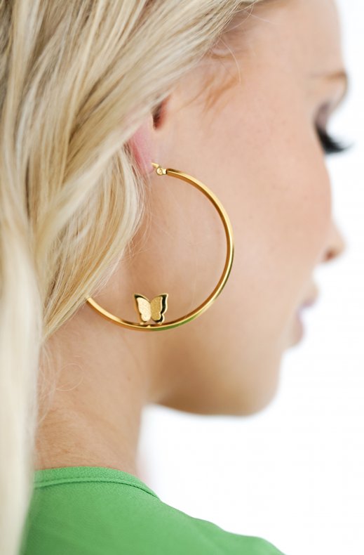 Butterfly loop earring - Gold