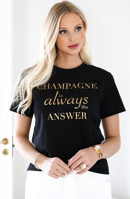 Champagne Tshirt- Black Gold