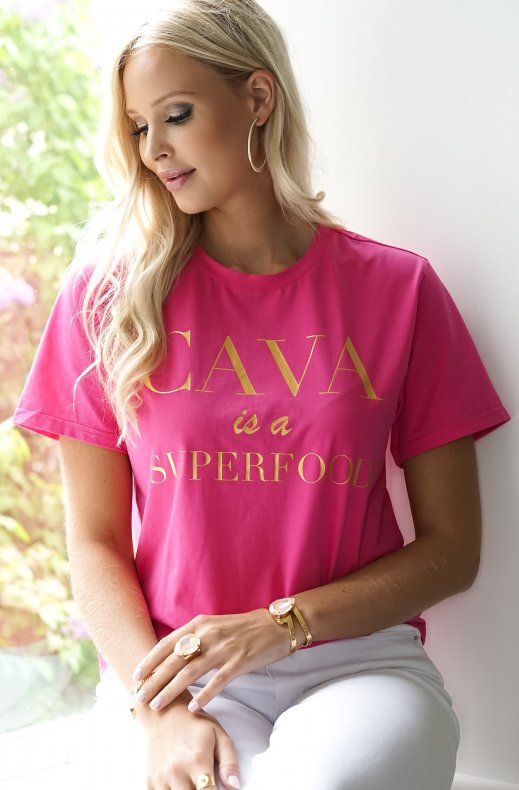 Cava is a Superfood T-shirt - Cerise Gold