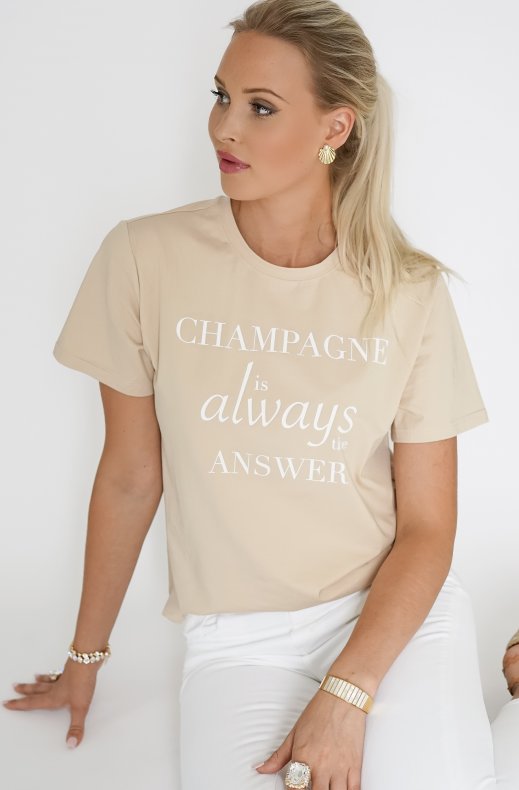 Champagne T-shirt - Beige/White