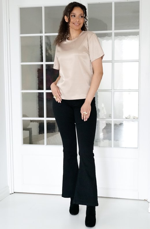 Perfect Shiny Roundneck Top - Champagne