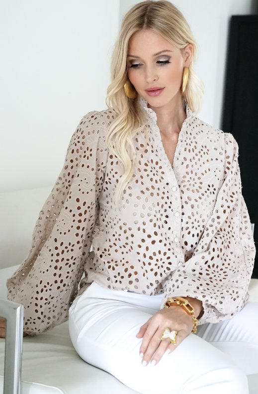 Refined Blouse Broderie Anglaise - Sand