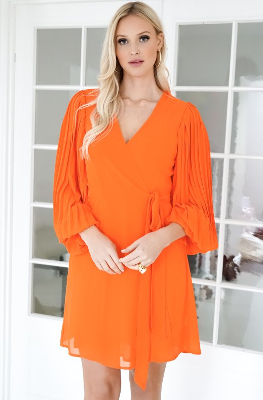 Riviera Wrap Dress Short - Orange