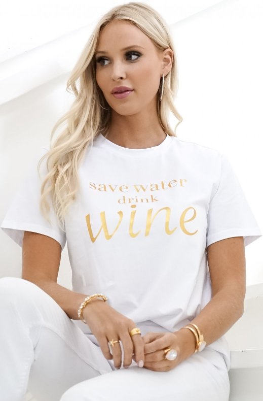 Save Water - Drink Wine Tshirt - White Gold